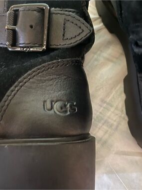 UGG women’s new Black Leather Buckle Ankle Boots